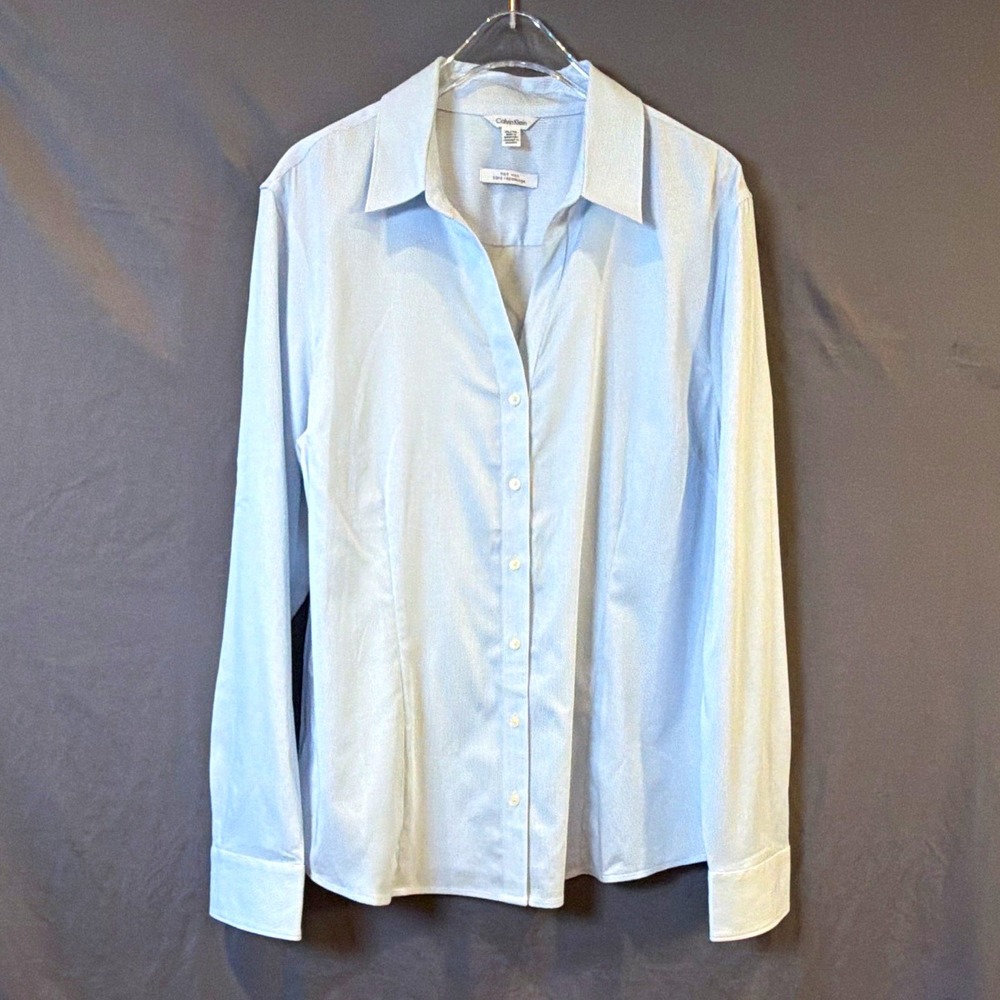 Calvin Klein Non-Iron Slim Fit Light Blue Striped Dress Shirt XL 32/33